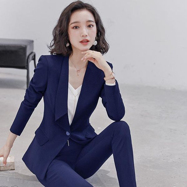 ladies suits autumn and winter solid color temperament professional wear trousers suit women's two-piece two piece pants, White
ladies suits autumn and winter solid color temperament professional wear trousers suit women's two-piece two piece pants, White