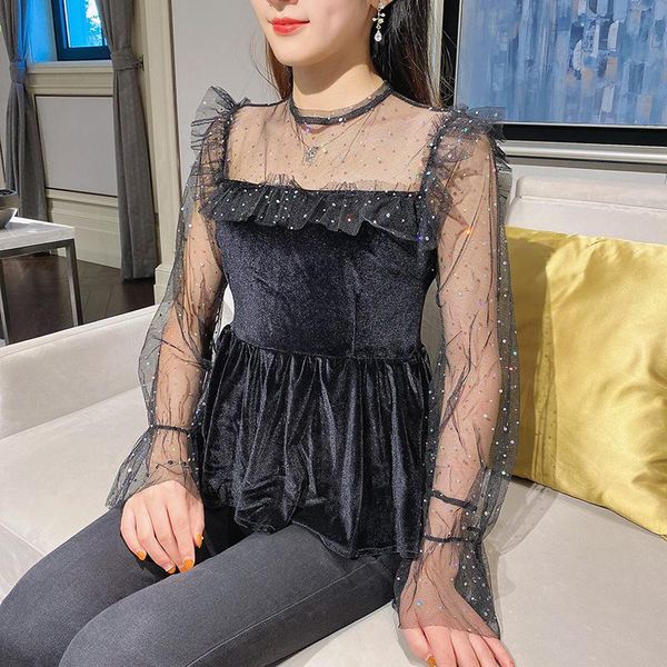 women's blouses & shirts tinomiswa sequined blingbling women gauze patchwork long seeve slim waist short blouse 2021 blusas, White
women's blouses & shirts tinomiswa sequined blingbling women gauze patchwork long seeve slim waist short blouse 2021 blusas, White