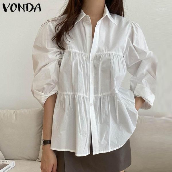 women'tunic female blouse 2021 vonda office ladies tunic casual solid color blusas femininas plus size women's blouses & shirts, White
women'tunic female blouse 2021 vonda office ladies tunic casual solid color blusas femininas plus size women's blouses & shirts, White