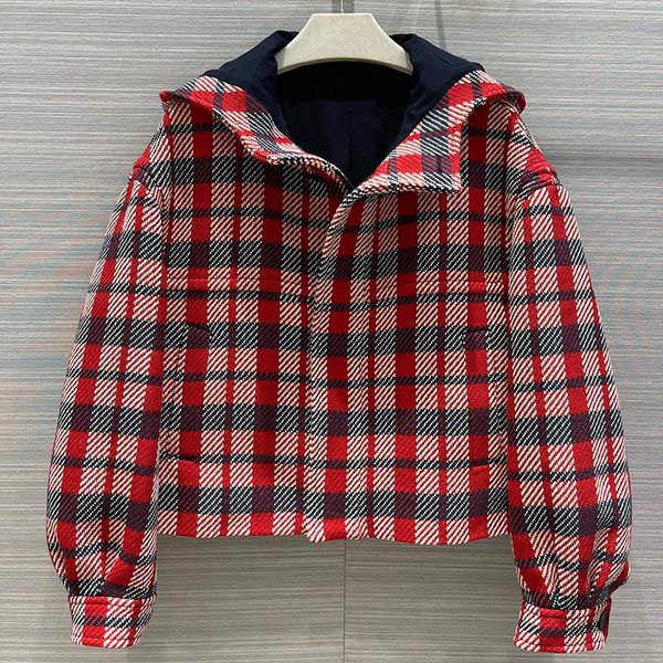 women's jackets 2021 autumn high-end red position plaid runway fashion knit cotton hooded jacket women zip- silk liner coat, Black;brown
women's jackets 2021 autumn high-end red position plaid runway fashion knit cotton hooded jacket women zip- silk liner coat, Black;brown