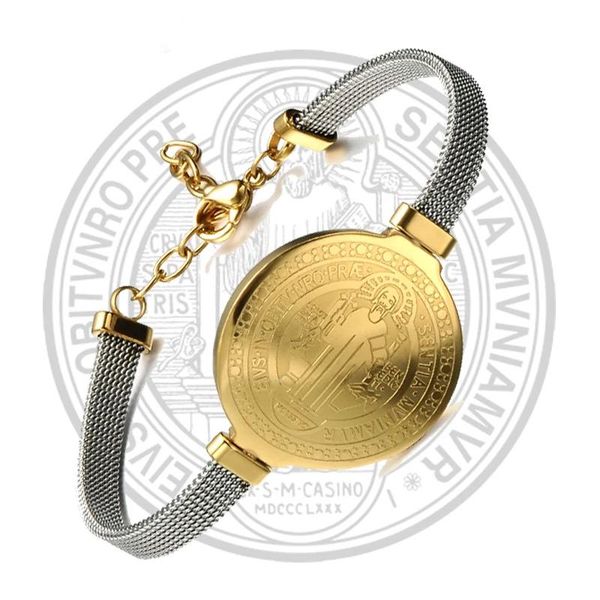 charm bracelets vintage stainless steel san benito medal for women metal gold color christian saint benedict bracelet men, Golden;silver
charm bracelets vintage stainless steel san benito medal for women metal gold color christian saint benedict bracelet men, Golden;silver