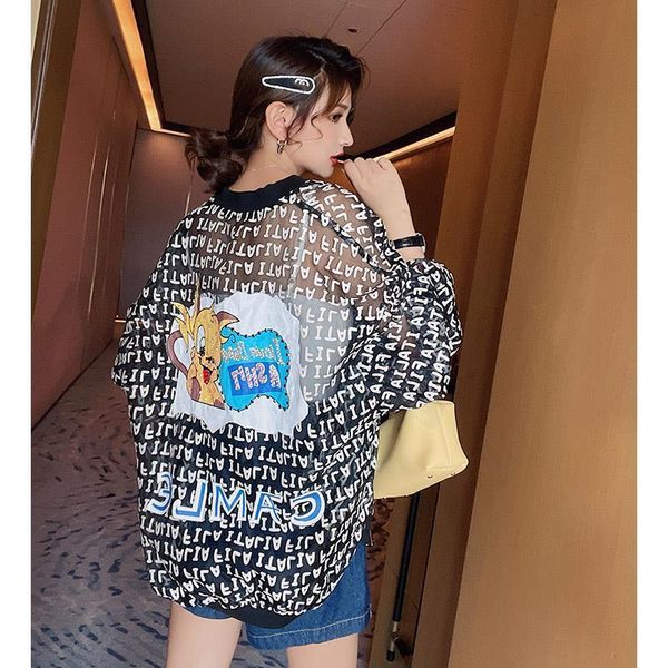 women's jackets summer women sunscreen clothes 2021 arrival loose thin outwear cartoon printing diamond zipper long sleeve jacket coat, Black;brown
women's jackets summer women sunscreen clothes 2021 arrival loose thin outwear cartoon printing diamond zipper long sleeve jacket coat, Black;brown