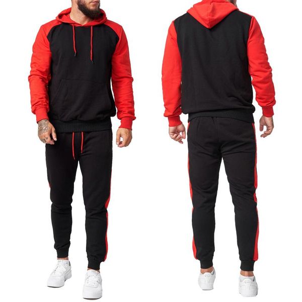 jogging clothing hirigin fashion men's casual 2 piece outfits long sleeve color block hoodie drawstring jogger pants set, Black;red
jogging clothing hirigin fashion men's casual 2 piece outfits long sleeve color block hoodie drawstring jogger pants set, Black;red