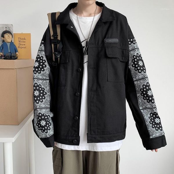 men's jackets retro print color matching tooling pocket jacket spring and autumn korean loose youth casual outer wear fashion men, Black;brown
men's jackets retro print color matching tooling pocket jacket spring and autumn korean loose youth casual outer wear fashion men, Black;brown