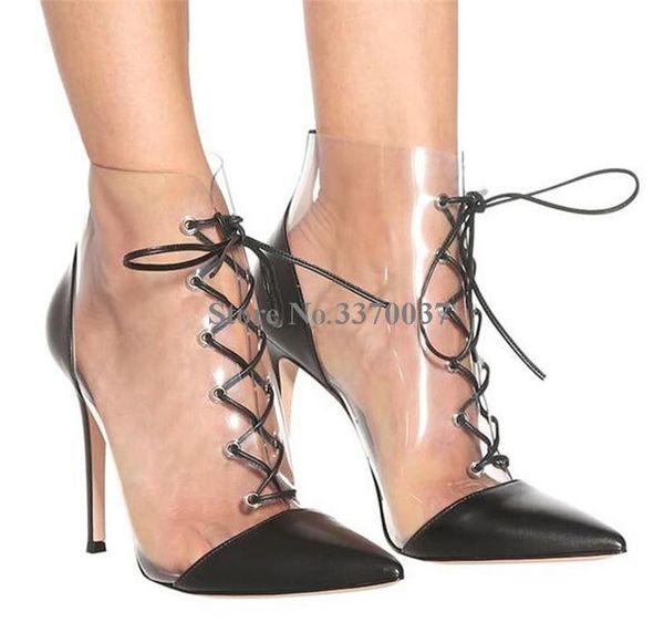 boots spring fashion women pointed toe pvc thin heel short transparent lace-up silver red white high ankle booties, Black
boots spring fashion women pointed toe pvc thin heel short transparent lace-up silver red white high ankle booties, Black