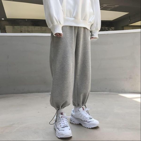 casual gray swreetwear spring womens capris fashion korean style baggy sweat wide leg joggers trousers, Black;white
casual gray swreetwear spring womens capris fashion korean style baggy sweat wide leg joggers trousers, Black;white
