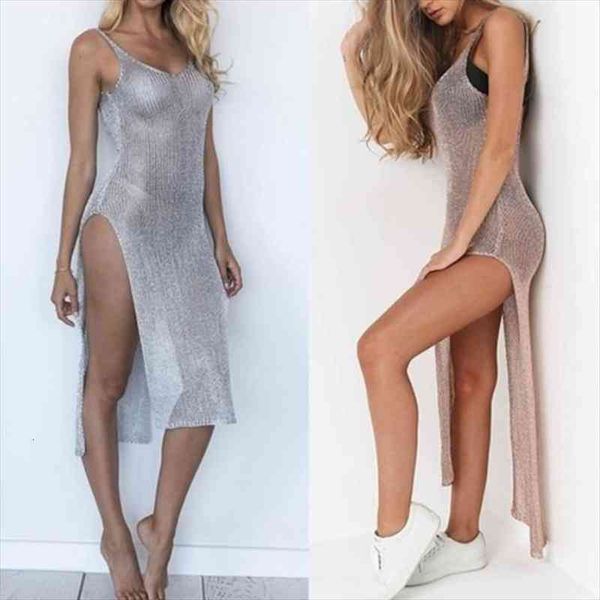 summer sunscreen sheer mesh women dress bikini cover up metallic solid color backless high slit beach club party sleeveless, Black;gray
summer sunscreen sheer mesh women dress bikini cover up metallic solid color backless high slit beach club party sleeveless, Black;gray