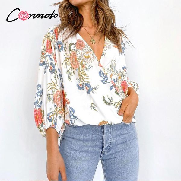 women's blouses & shirts conmoto casual printed women blouse loose summer puff sleeve v-neck floral fashion holiday style mid-sleeve fe, White
women's blouses & shirts conmoto casual printed women blouse loose summer puff sleeve v-neck floral fashion holiday style mid-sleeve fe, White