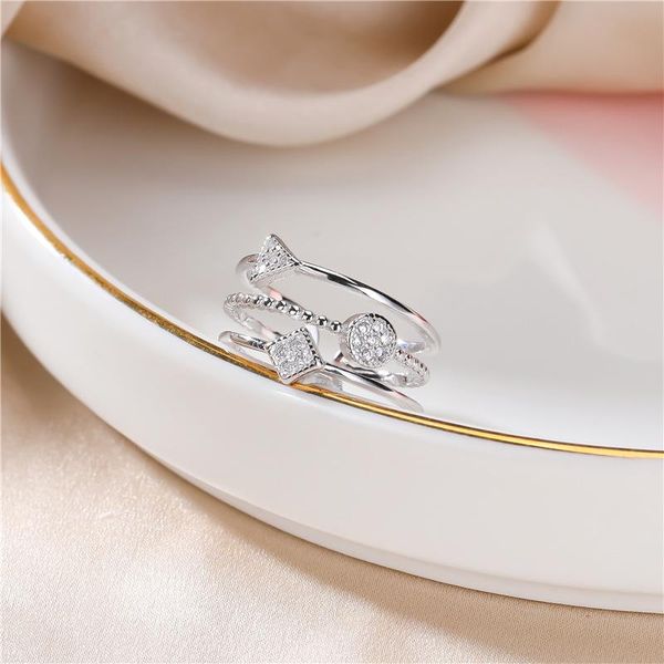 cluster rings 2pcs/lot " fake one penalty ten 925 sterling silver zircon geometry three-layer female opening simple ring jewelry, Golden;silver
cluster rings 2pcs/lot " fake one penalty ten 925 sterling silver zircon geometry three-layer female opening simple ring jewelry, Golden;silver