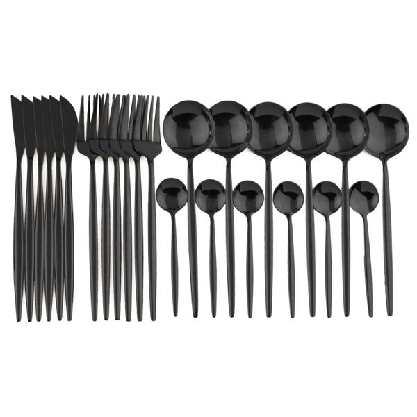 24pcs black dinnerware 18/10 stainless steel cutlery fork knife spoon tableware flatware silverware set gift box
24pcs black dinnerware 18/10 stainless steel cutlery fork knife spoon tableware flatware silverware set gift box