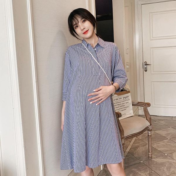 maternity dress summer 2021 fashion loose turn-down collar striped shirt dresses for pregnant women half sleeve pregnancy, White
maternity dress summer 2021 fashion loose turn-down collar striped shirt dresses for pregnant women half sleeve pregnancy, White