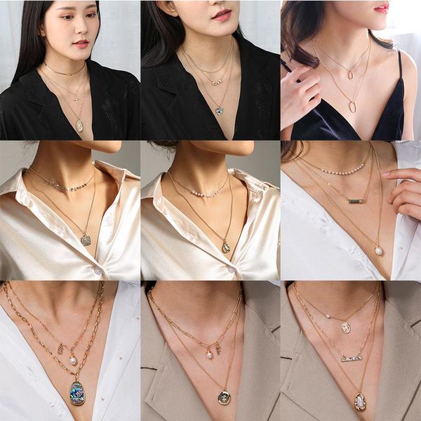 chains 2021necklace golden pattern multilayer gold color necklace party charm jewelry accessories for women, Silver
chains 2021necklace golden pattern multilayer gold color necklace party charm jewelry accessories for women, Silver