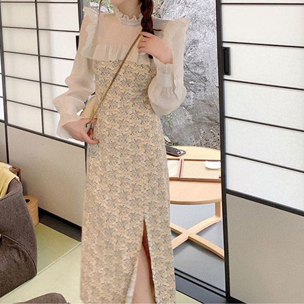 dresses 2021 summer sweet chiffon floral women patchwork vintage party dresses female elegant puff sleeve dress korean office lady, Black;gray
dresses 2021 summer sweet chiffon floral women patchwork vintage party dresses female elegant puff sleeve dress korean office lady, Black;gray