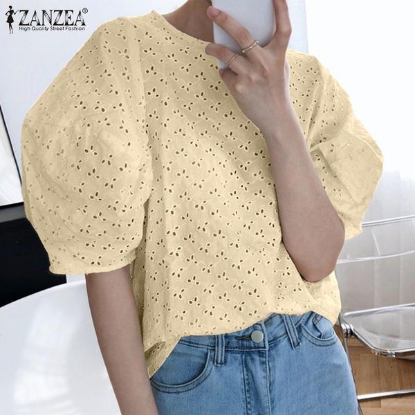 women's blouses & shirts summer zanzea fashion women blouse 2021 hollow out cotton linen casual puff sleeve o-neck loose oversize blus, White
women's blouses & shirts summer zanzea fashion women blouse 2021 hollow out cotton linen casual puff sleeve o-neck loose oversize blus, White