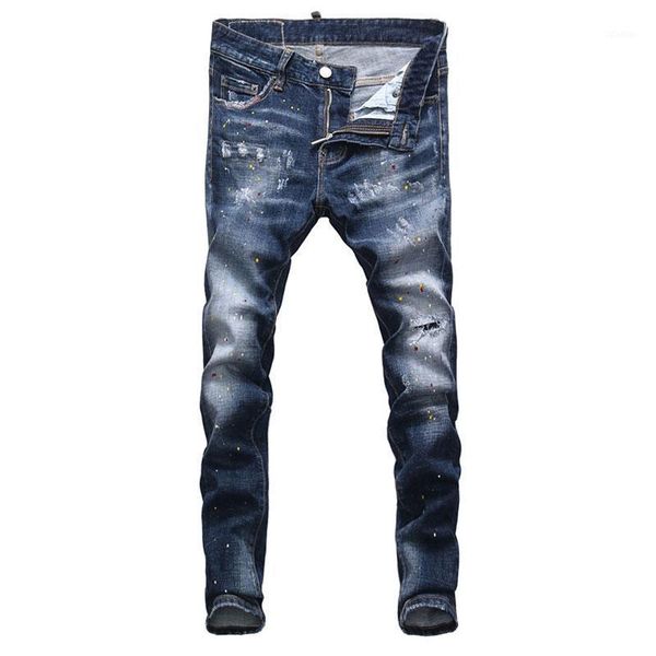 men's jeans european street fashion men retro blue slim fit ripped painted designer hip hop denim punk pants
men's jeans european street fashion men retro blue slim fit ripped painted designer hip hop denim punk pants