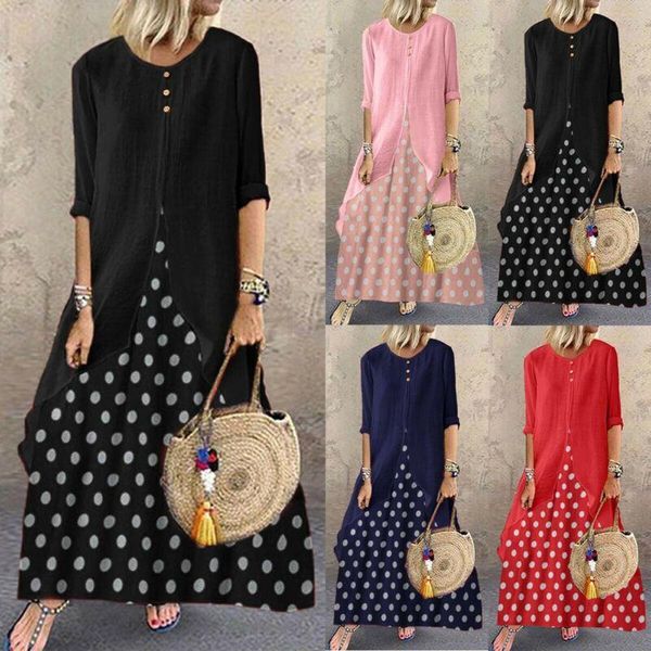 est women long sleeve fake two piece irregular polka dot shirt dress lady maxi kaftan autumn spring wear casual dresses, Black;gray
est women long sleeve fake two piece irregular polka dot shirt dress lady maxi kaftan autumn spring wear casual dresses, Black;gray