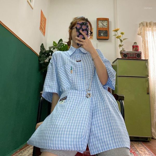 women's blouses & shirts street hip hop college style retro check versatile bf boyfriend loose japanese short sleeve shirt with bag, White
women's blouses & shirts street hip hop college style retro check versatile bf boyfriend loose japanese short sleeve shirt with bag, White