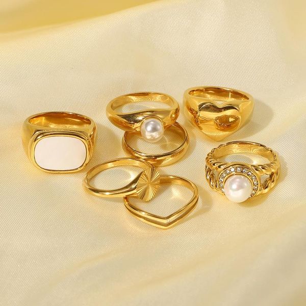 cluster rings fashion stainless steel chubby for women with pearl shell croissant stacking band jewelry wedding accessories, Golden;silver
cluster rings fashion stainless steel chubby for women with pearl shell croissant stacking band jewelry wedding accessories, Golden;silver