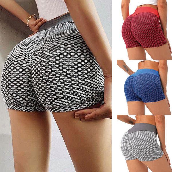 women high waist fitness short pants scrunch butt lift push up biker shorts jogging sports tights honeycomb legging gym workout y220311, White;black
women high waist fitness short pants scrunch butt lift push up biker shorts jogging sports tights honeycomb legging gym workout y220311, White;black