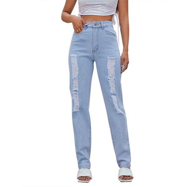 women's jeans women ripped pants for high waist straight loose hole streetwear denim trousers lady light blue 2021
women's jeans women ripped pants for high waist straight loose hole streetwear denim trousers lady light blue 2021