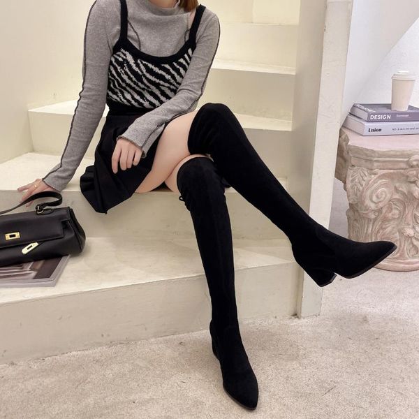 boots comfortable high socks women pointed toe knitting over the knee thick heels autumn botas mujer, Black
boots comfortable high socks women pointed toe knitting over the knee thick heels autumn botas mujer, Black