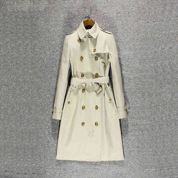 women's fur & faux trench coat women's long british style slim hcqv, Black