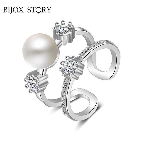 cluster rings bijox story pearl open for women 925 sterling silver with zircon fashion simple fine jewelry wedding engagement, Golden;silver
cluster rings bijox story pearl open for women 925 sterling silver with zircon fashion simple fine jewelry wedding engagement, Golden;silver