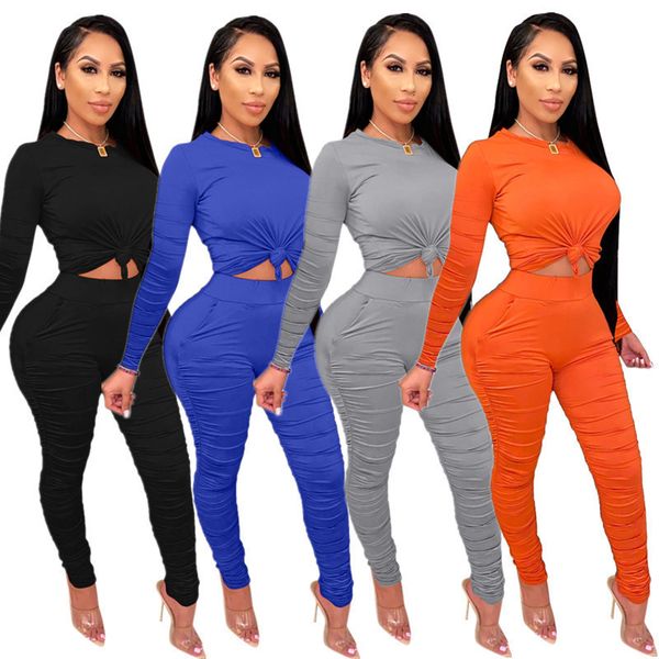 women's two piece pants 2021 round neck double pleated casual sets spring and autumn tight wrinkled long sleeve trousers suit, White
women's two piece pants 2021 round neck double pleated casual sets spring and autumn tight wrinkled long sleeve trousers suit, White