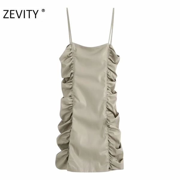 women spaghetti strap pleated pu leather dress female back zipper slim sling vestido chic brand dresses ds4419 210420, Black;gray
women spaghetti strap pleated pu leather dress female back zipper slim sling vestido chic brand dresses ds4419 210420, Black;gray