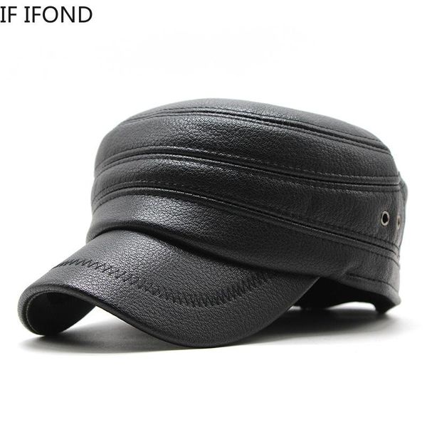 wide brim hats 2022 men pu leather military cap solid flat dad hat with ear flaps winter adjustable size thermal casquette gorras, Blue;gray
wide brim hats 2022 men pu leather military cap solid flat dad hat with ear flaps winter adjustable size thermal casquette gorras, Blue;gray