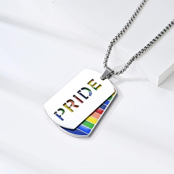 couple lovers rainbow titanium steel necklace used for holiday birthday gay jewelry gifts pendant necklaces, Silver
couple lovers rainbow titanium steel necklace used for holiday birthday gay jewelry gifts pendant necklaces, Silver