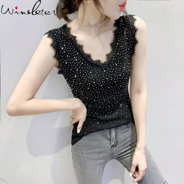 women's tanks & camis summer korean clothes vest fashion v-neck shiny diamonds women patchwork lace sleeveless bottoming shirt t13, White
women's tanks & camis summer korean clothes vest fashion v-neck shiny diamonds women patchwork lace sleeveless bottoming shirt t13, White