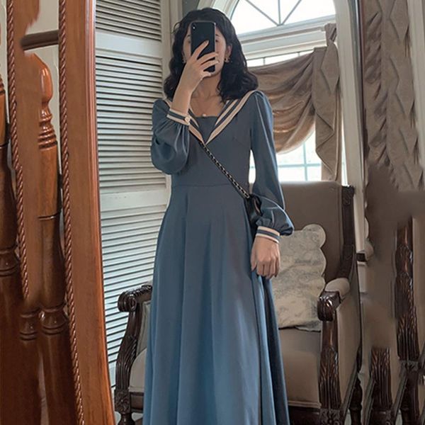 casual dresses preppy style women dress sweet sailor collar bow vintage for slim lady mori girl long vestidos autumn spring, Black;gray
casual dresses preppy style women dress sweet sailor collar bow vintage for slim lady mori girl long vestidos autumn spring, Black;gray