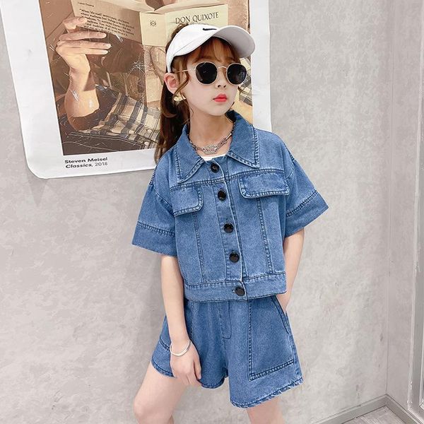 years kids girls short sleeve denim shorts clothes set 2021 summer teen outfit clothing sets, White
years kids girls short sleeve denim shorts clothes set 2021 summer teen outfit clothing sets, White