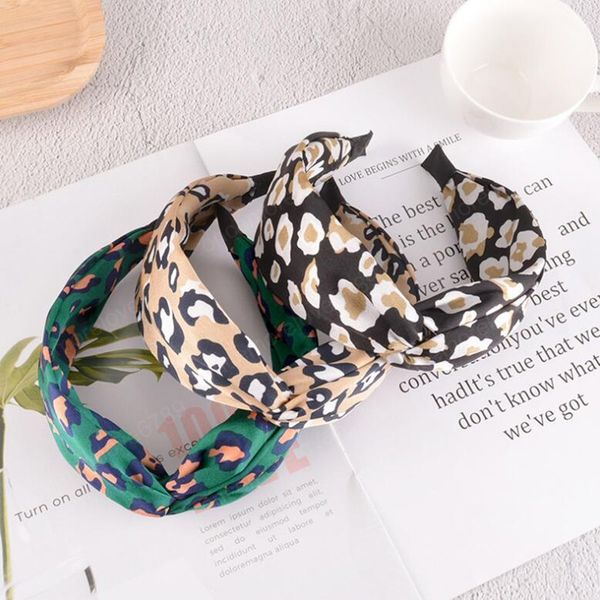 fashion women headband wide side bohemia leopard hairband for middle cross knot casual hair accessories, Silver