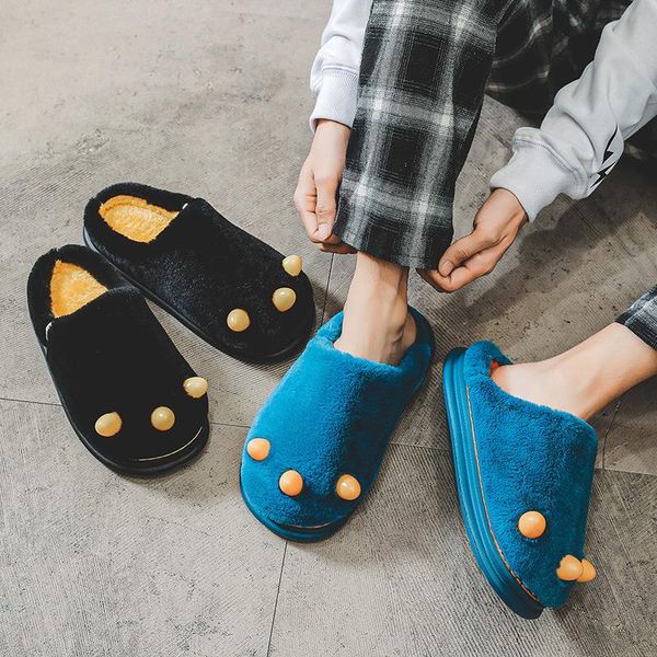 slippers cotton winter indoor shoes women bed room soft men's home couple furry slides for, Black
slippers cotton winter indoor shoes women bed room soft men's home couple furry slides for, Black