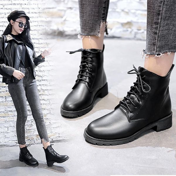 warm plush winter boots solid black leather lace up women plus size square low heels shoes woman
warm plush winter boots solid black leather lace up women plus size square low heels shoes woman