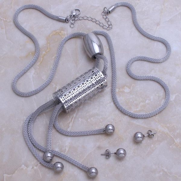 earrings & necklace fashion jewelry stainless steel round ball pendant long set for woman bijoux en acier inoxydable se119003, Silver
earrings & necklace fashion jewelry stainless steel round ball pendant long set for woman bijoux en acier inoxydable se119003, Silver