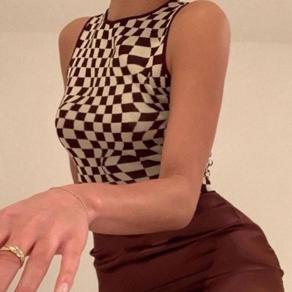 summer knit crop women sleeveless y2k tank basic t shirts casual checker plaid vest streetwear vintage women's swimwear, White;black
summer knit crop women sleeveless y2k tank basic t shirts casual checker plaid vest streetwear vintage women's swimwear, White;black