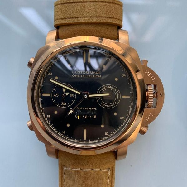 power reserve 44mm mechanical men's watch seagull movement sandwich dial stainless steel pvd case leather strap automatic wristwatches, Slivery;brown
power reserve 44mm mechanical men's watch seagull movement sandwich dial stainless steel pvd case leather strap automatic wristwatches, Slivery;brown