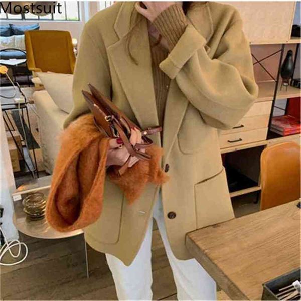 winter korean woolen women blazer jacket long sleeve single-breasted pockets coat elegant fashion office ladies blazers 210513, Black
winter korean woolen women blazer jacket long sleeve single-breasted pockets coat elegant fashion office ladies blazers 210513, Black