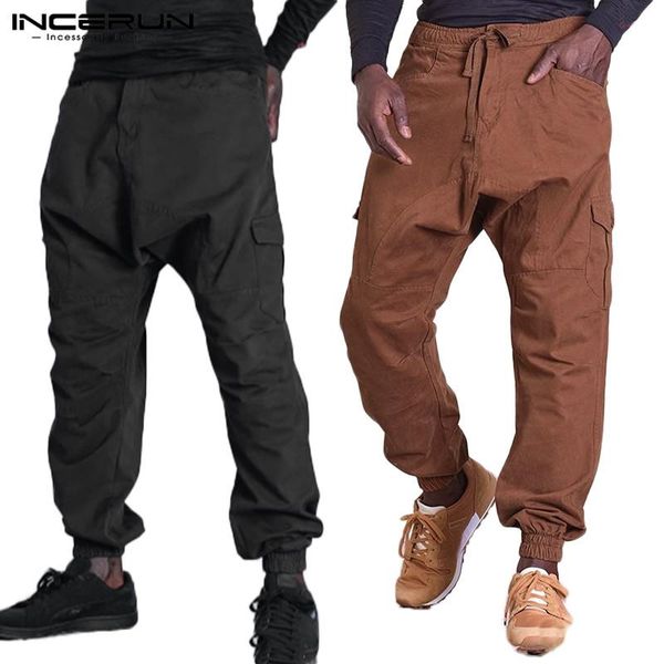 men's pants incerun fashion men cargo solid color multi pockets drawstring streetwear casual trousers breathable joggers 5xl, Black
men's pants incerun fashion men cargo solid color multi pockets drawstring streetwear casual trousers breathable joggers 5xl, Black