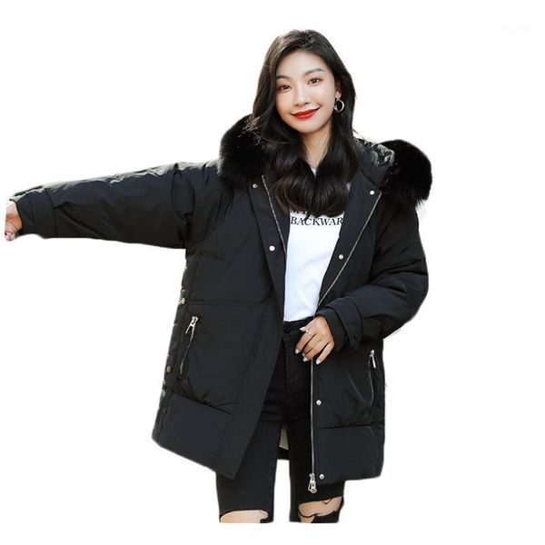 women's down & parkas cotton jacket women autumn and winter 2021 korean version big fur collar hooded long-sleeved solid color loose co, Black
women's down & parkas cotton jacket women autumn and winter 2021 korean version big fur collar hooded long-sleeved solid color loose co, Black