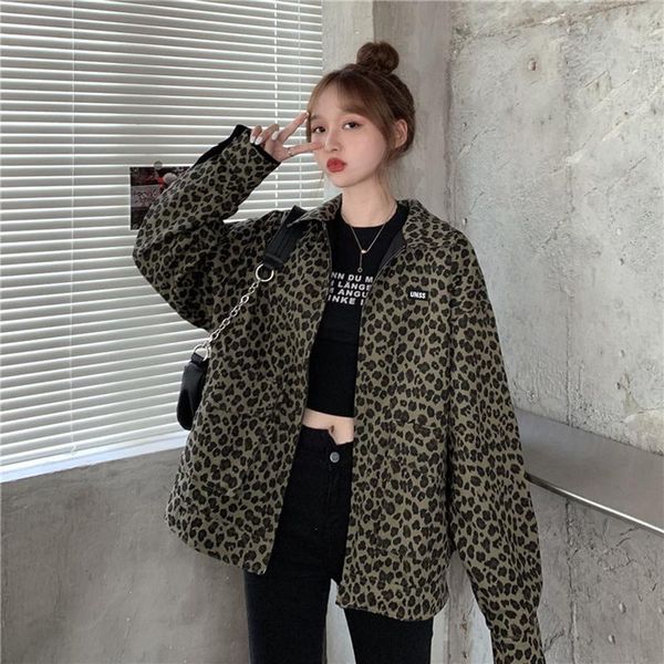 women's jackets leopard print jacket autumn baseball uniform harajuku style zipper wild thin coat female 2021 clothes, Black;brown
women's jackets leopard print jacket autumn baseball uniform harajuku style zipper wild thin coat female 2021 clothes, Black;brown