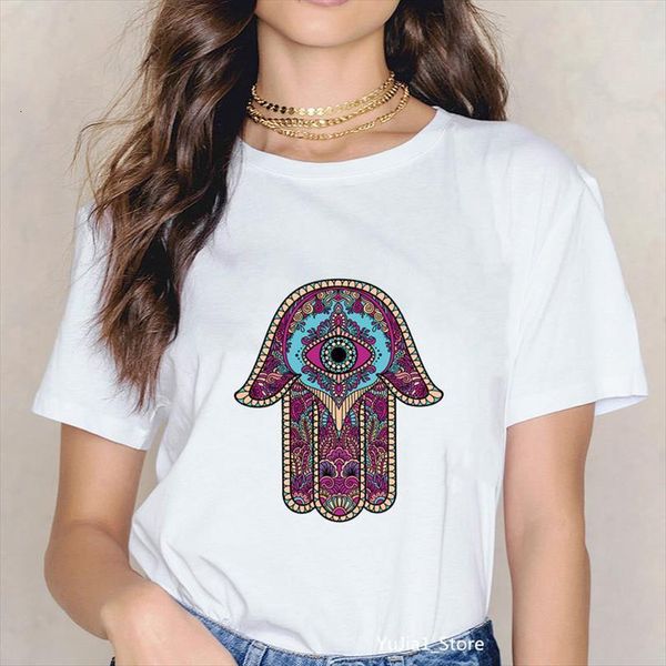 lucky hamsa hand print men t shirts and womens tee femme white summer female hamasa of fatima woman clothes, White;black 
lucky hamsa hand print men t shirts and womens tee femme white summer female hamasa of fatima woman clothes, White;black