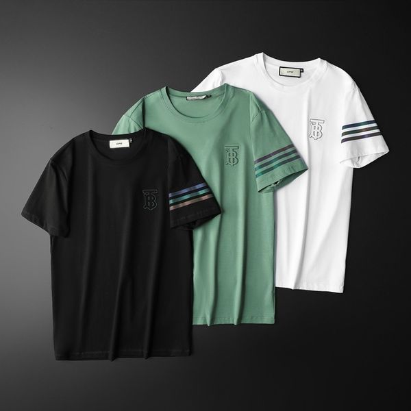 fashion t shirts 2021 summer short sleeve men's high end mercerized cotton reflective three stripe, White;black
fashion t shirts 2021 summer short sleeve men's high end mercerized cotton reflective three stripe, White;black