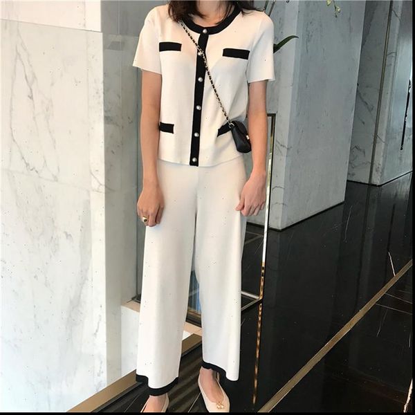 women tracksuits summer ladies short sleeve fake pocket pullover broad legged set knit sweater and pants 2pcs clothing, Gray
women tracksuits summer ladies short sleeve fake pocket pullover broad legged set knit sweater and pants 2pcs clothing, Gray