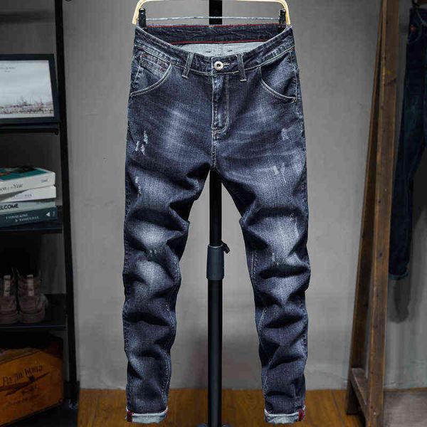 men's jeans pierced zipper leggings slim fit men's jeans, Blue
men's jeans pierced zipper leggings slim fit men's jeans, Blue