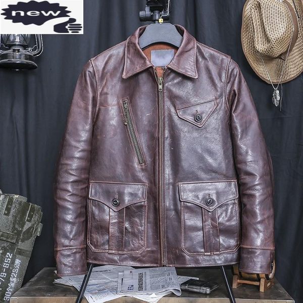 men's leather & faux men japan style retro natural jacket autumn winter turn-down collar biker cowhide coat plus size slim casual outer, Black
men's leather & faux men japan style retro natural jacket autumn winter turn-down collar biker cowhide coat plus size slim casual outer, Black