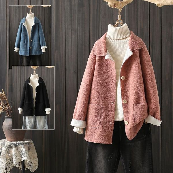 women's fur & faux oversized women coats winter turn-down collar loose long-sleeved pocket female outwear, Black
women's fur & faux oversized women coats winter turn-down collar loose long-sleeved pocket female outwear, Black